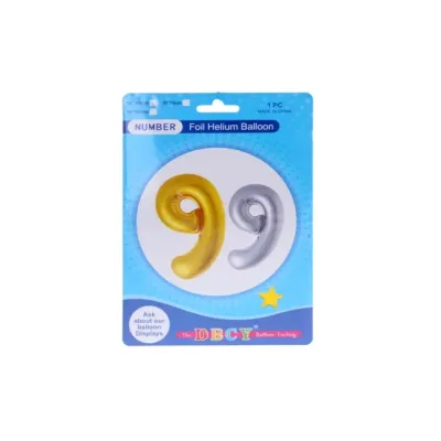 Balónik v tvare čísla 9 - strieborná