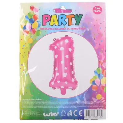 Nafukovací balón ružový so srdiečkami, č.1