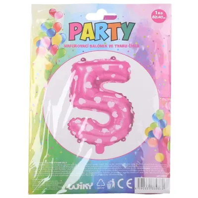 Nafukovací balón ružový so srdiečkami, č.5