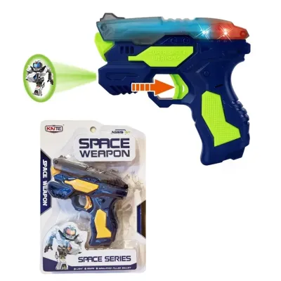 Vesmírna pištoľ s projektorom a efektami 12cm - žltá