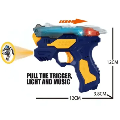 Vesmírna pištoľ s projektorom a efektami 12cm - žltá