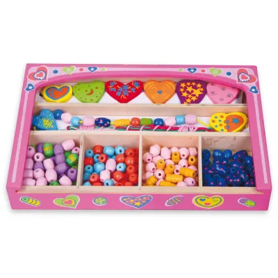 Viga Drevené koráliky na navliekanie 190ks+