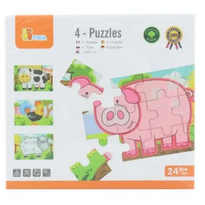 Viga Drevené puzzle farma 4obrázky