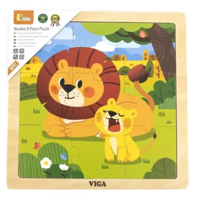 Viga Drevené puzzle lev 9ks