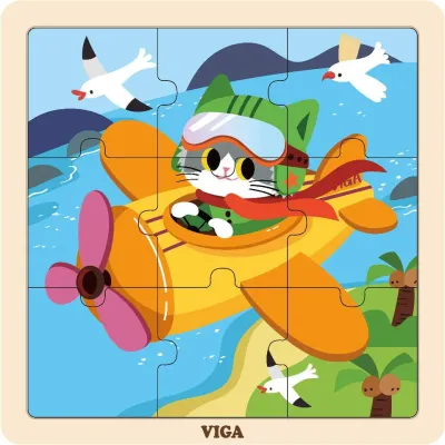 Viga Drevené puzzle Lietadlo 9ks