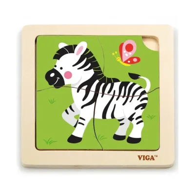 Viga Drevené puzzle Zebra 4ks