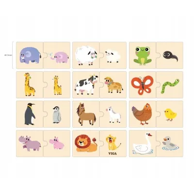 Viga Drevené puzzle mama a dieťa zvieratká