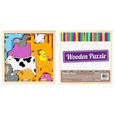 Skladačka drevená domáce zvieratká 16x16cm