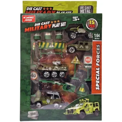 Vojenská sada s kovovými dopravnými prostriedkami