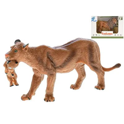 Zoolandia lev/levica s mláďatom 13cm v krabičke - lev