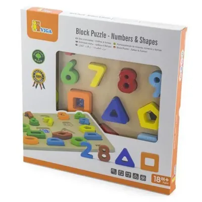 Viga drevená vkladačka čísla a tvary 30x30cm