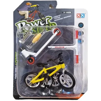 Bicykel s kolobežkou stavebnica 11cm - žltá