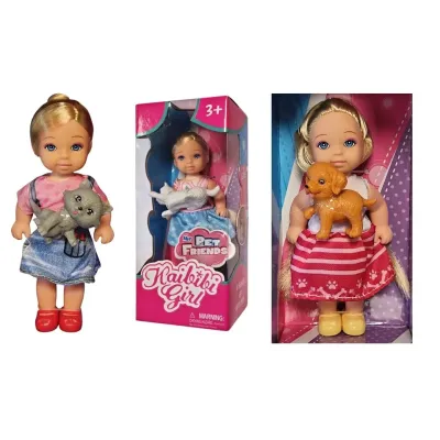 Dievčatko s maznáčikom 12cm - sivá - mačička