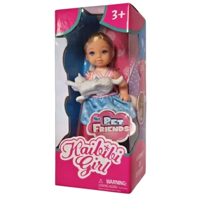 Dievčatko s maznáčikom 12cm - sivá - mačička