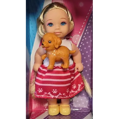 Dievčatko s maznáčikom 12cm - sivá - mačička