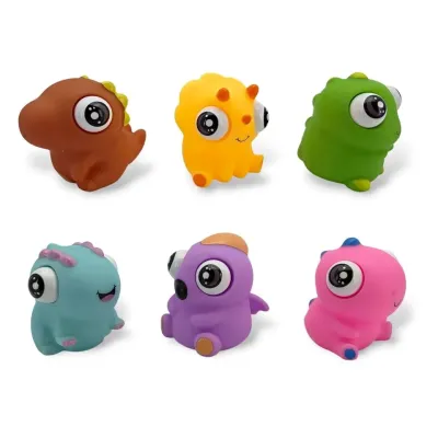 Dino s očami stláčací 7cm - žltá