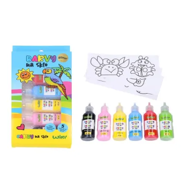 Farby na sklo glitrové 5+1 22ml