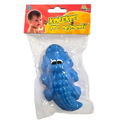 Hrkálka krokodíl 13cm - modrá