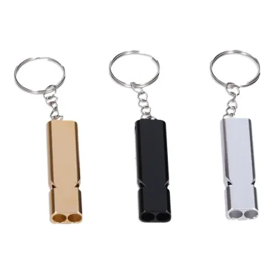 Kľúčenka píštaľka dvojitá 10cm - čierna