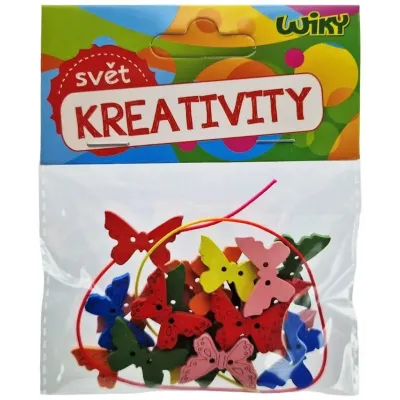 Kreatívna sada drevené motívy so šnúrkou 20ks - motýle
