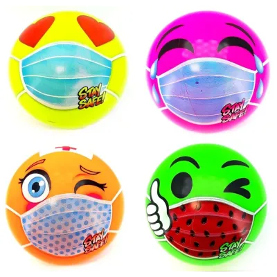 Lopta Smajlík s rúškom 11cm - žltá