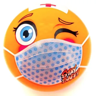 Lopta Smajlík s rúškom 11cm - žltá