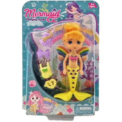 Milá morská víla s príslušenstvom 16cm - žltá