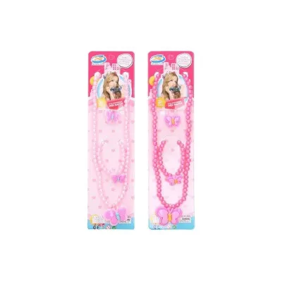 Módne doplnky s motýlikom náhrdelník, prsteň, náramok - ružová