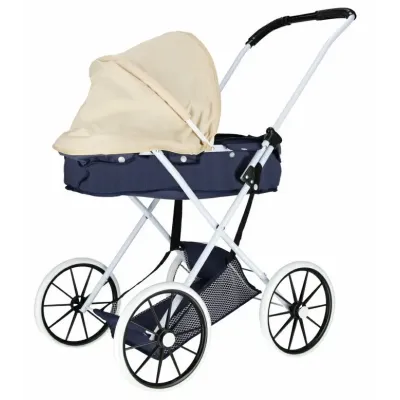 Modrý kočík pre bábiky kovový rám 72cm