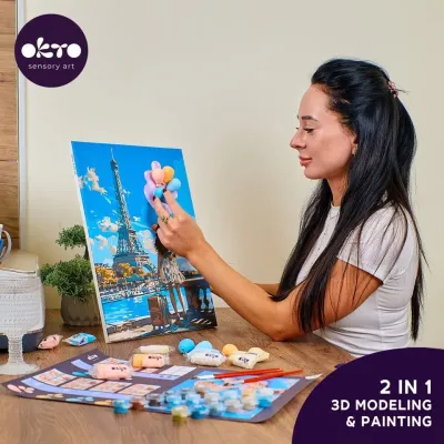 OKTO Maľba a 3D modelovanie obraz "Greetings from Paris" 30x40 cm
