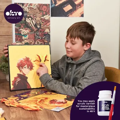 OKTO výtvarný set Manga motív živlov "Oheň" 30x40 cm