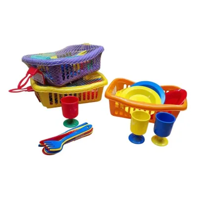 Piknik mini set v košíku 22cm - žltá