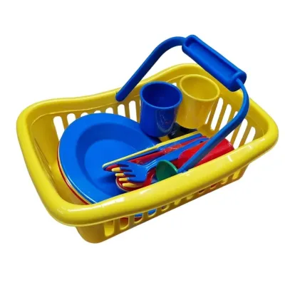 Piknik mini set v košíku 22cm - žltá