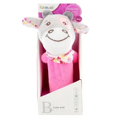 Pískacia kravička ružová plyšová 16cm