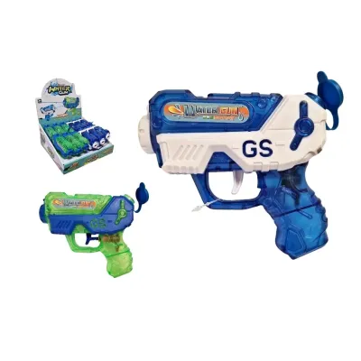 Pištoľ vodná priehľadná 15cm - modrá