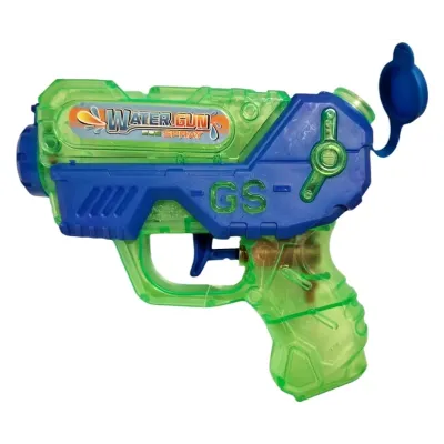 Pištoľ vodná priehľadná 15cm - modrá