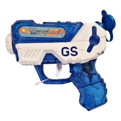 Pištoľ vodná priehľadná 15cm - modrá