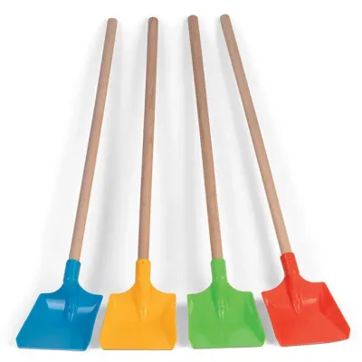 Plastová lopatka s drevenou rúčkou 75cm - žltá