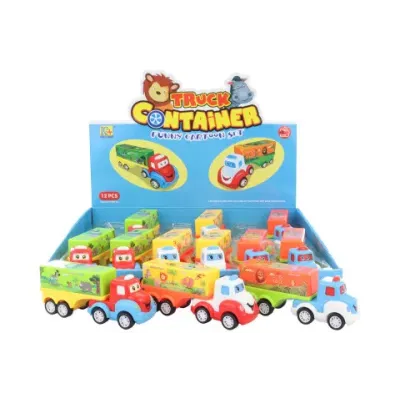 Plastový kamión na zotrvačník 13,5cm - žltá