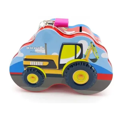 Plechová pokladnička traktor 14x10cm - zelená