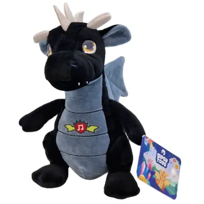 Plyšový drak so zvukom 20cm - čierna