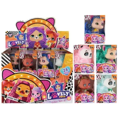 Psík s vlasmi 7cm - modrá