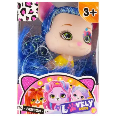 Psík s vlasmi 7cm - modrá