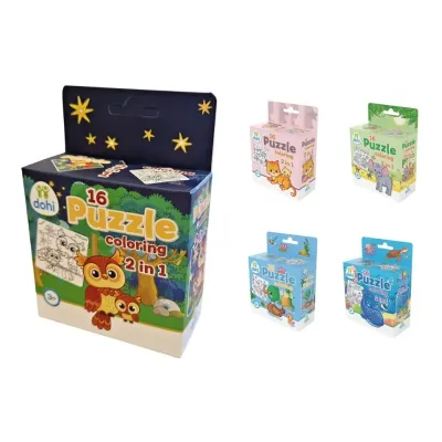 Puzzle 2v1 16dielikov na vymaľovanie - koník