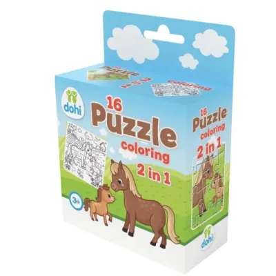 Puzzle 2v1 16dielikov na vymaľovanie - koník