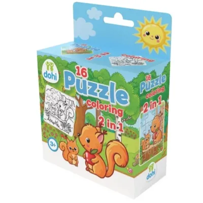 Puzzle 2v1 16dielikov na vymaľovanie - koník