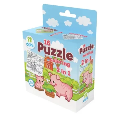 Puzzle 2v1 16dielikov na vymaľovanie - koník