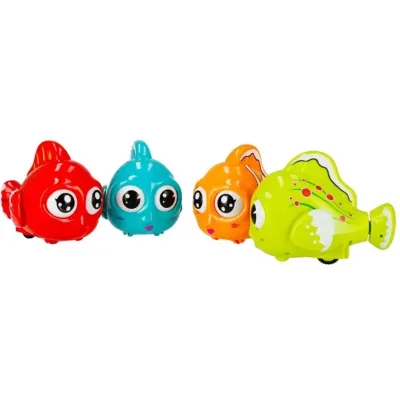 Rybička farebná na zotrvačník 8cm - červená