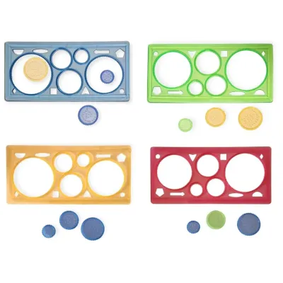 Šablóny spirograf 5 farieb - modrá