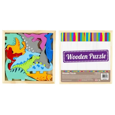 Skladačka drevená Dinosaury 16x16cm